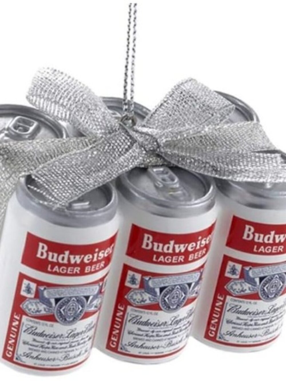 Kurt S. Adler Budweiser Vintage Can 6 Pack with Bow Ornament AB1151